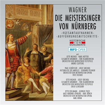 Otto Wiener, Hans Hotter, Elisabeth Gr&uuml;mmer, Toni Blankenheim, &hellip; - Die Meistersinger Von N&uuml;rnberg - MP3 - 4 Gesamtaufnahmen - Auff&uuml;hrungsmittschnitte (2 CD)