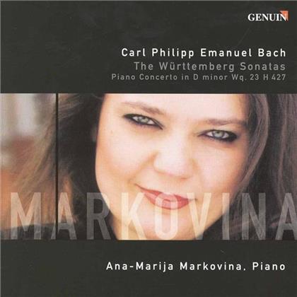 Carl Philipp Emanuel Bach (1714-1788) & Ana-Marija Markovina - W&uuml;rttembergische Sonatas, Piano Concerto in D minor Wq. 23 H 427 (2 CDs)