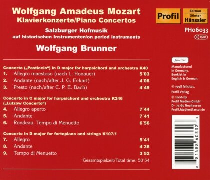 Salzburger Hofmusik & Wolfgang Amadeus Mozart (1756-1791) - Piano Concertos