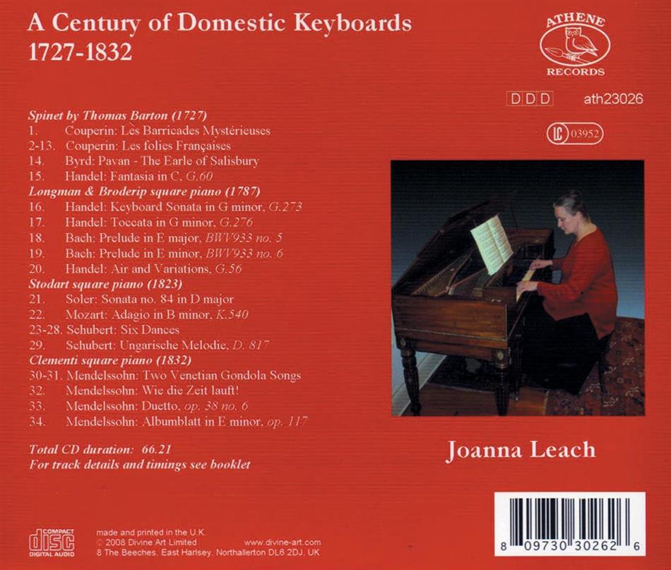 Leach & Couperin,Byrd,Handel,Bach,Soler - 100 Years Of Domestic Keybords