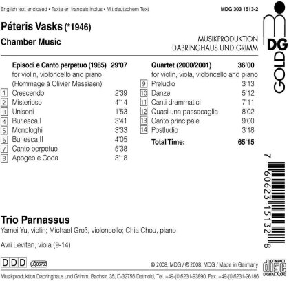 Trio Parnassus & Peteris Vasks (*1946) - Kammermusik