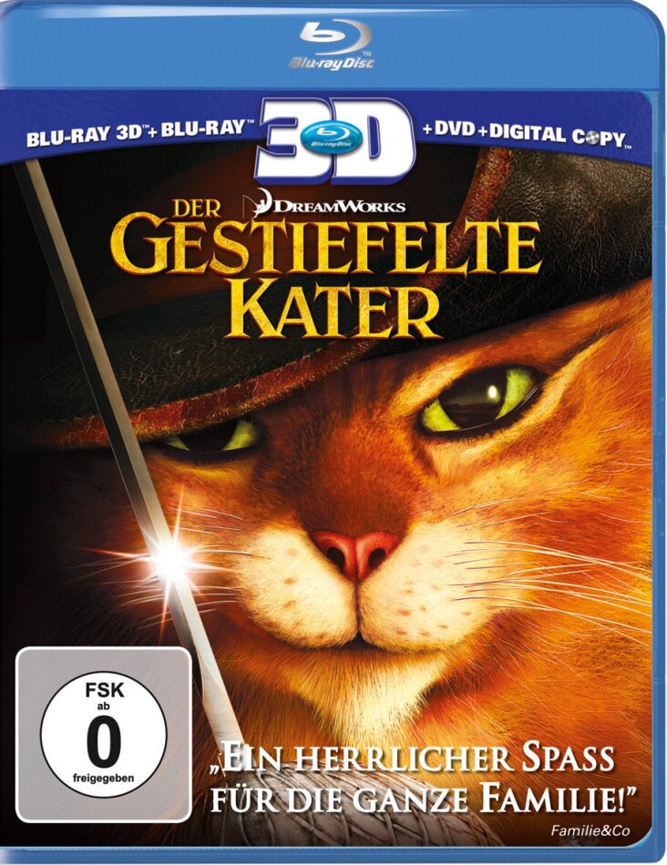 Der gestiefelte Kater - Puss in Boots (2011) Blu-ray 3D (+2D) + Blu-ray + DVD