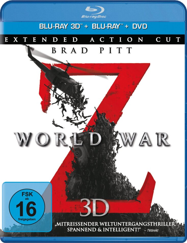 World War Z (2013) Extended Action Cut, Blu-ray 3D + Blu-ray + DVD