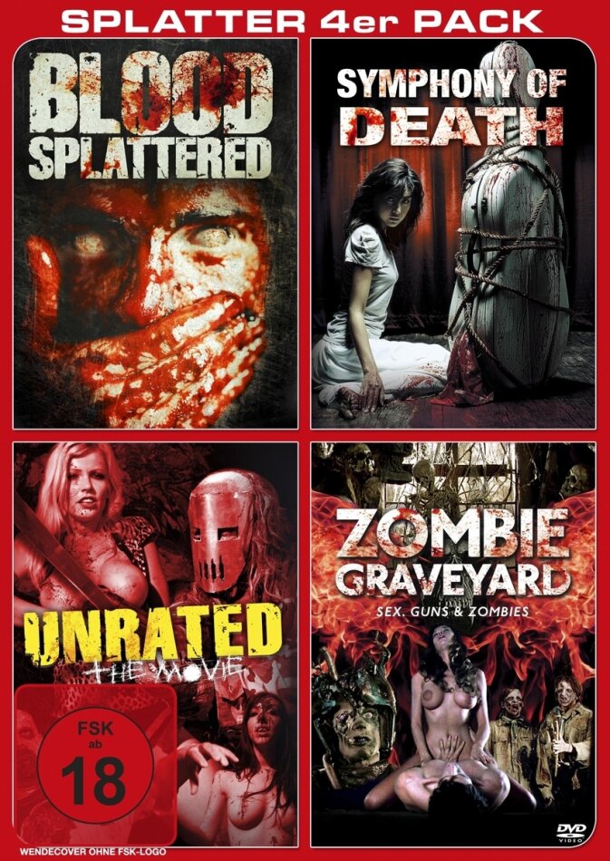 Blood splattered / Symphony of death / Unrated / Zombie Graveyard - Splatter 4er Pack 2 DVDs