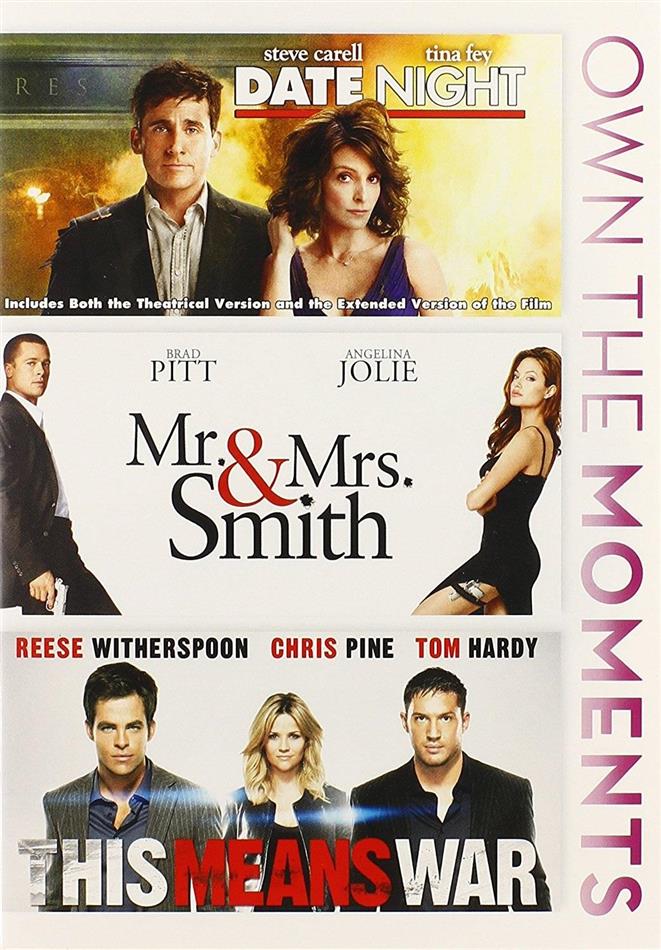Date Night / Mr. & Mrs. Smith / This Means War 3 DVDs
