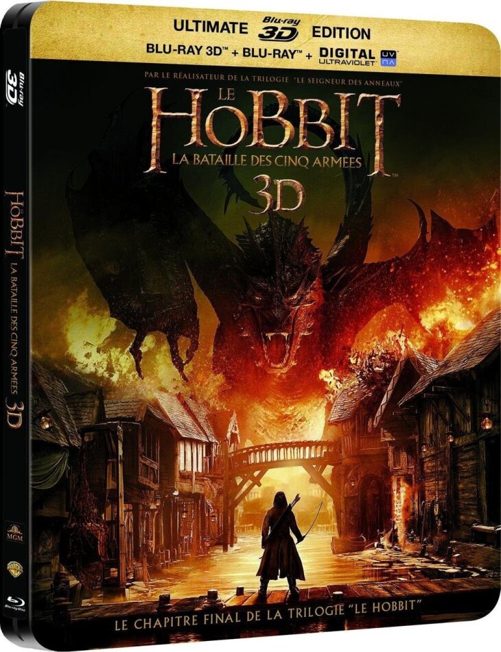 Le Hobbit 3 - La bataille des cinq armées (2014) Steelbook, Édition Ultime, 2 Blu-ray 3D + 2 Blu-ray