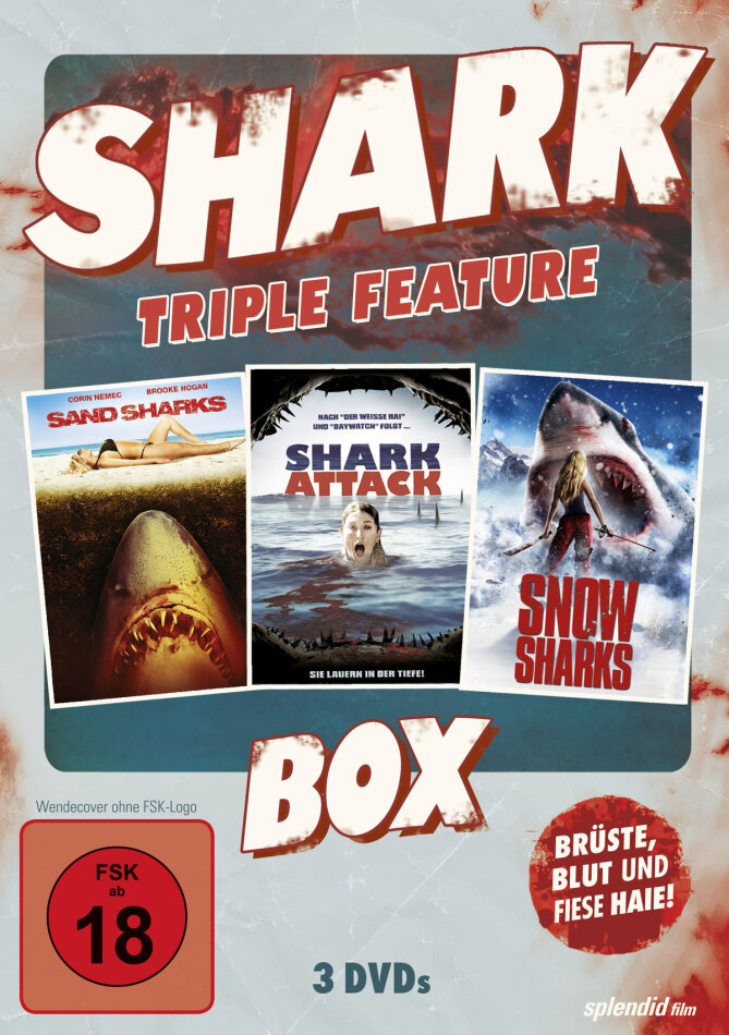 Shark Box Triple Feature - Sand Sharks / Shark Attack / Snow Sharks Uncut, 3 DVDs