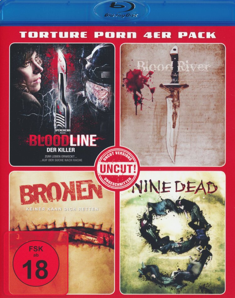 Bloodline / Blood River / Broken / Nine Dead - Torture Porn 4er Pack Uncut