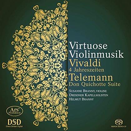 Antonio Vivaldi (1678-1741), Georg Philipp Telemann (1681-1767), Helmut Branny, Susanne Branny & Dresdner Kapellsolisten - Virtuose Violinmusik - Le Quattro Stagioni, Vier Jahreszeiten, Concerti Grossei op.8 1-4, Don Quichotte Suite TWV 55:G10 (SACD)