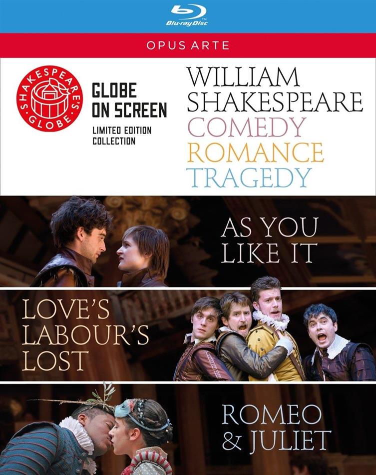 Shakespeare - Comedy, Romance, Tragedy Opus Arte, Shakespeare's Globe, Limited Edition, 3 Blu-rays