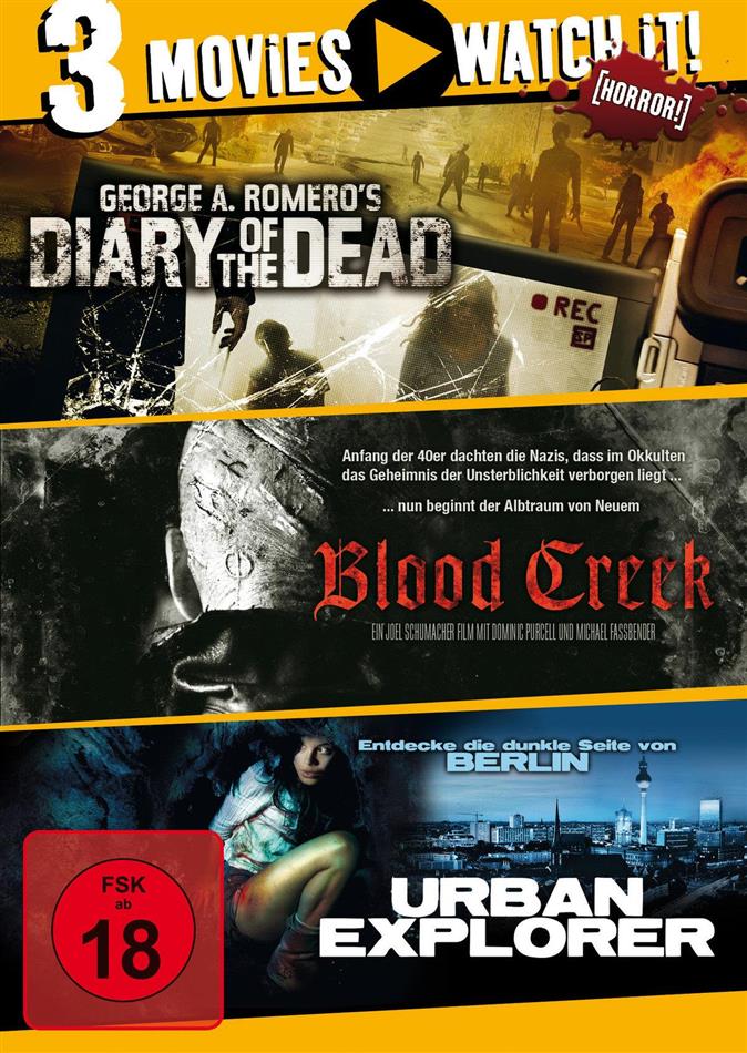 Diary of the Dead / Blood Creek / Urban Explorer 3 DVDs