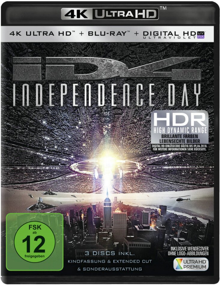 Independence Day (1996) Extended Cut, Kinoversion, 4K Ultra HD + 2 Blu-rays