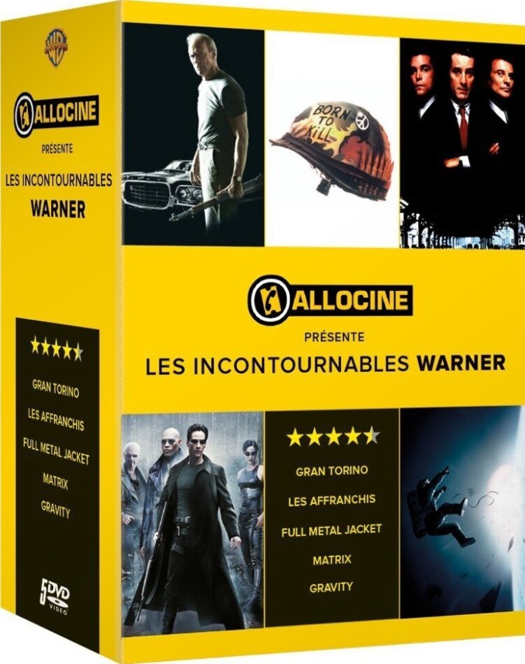 Allociné présente les Incontournables Warner - Full Metal Jacket / Gravity / Gran Torino / Les affranchis / Matrix 5 DVD