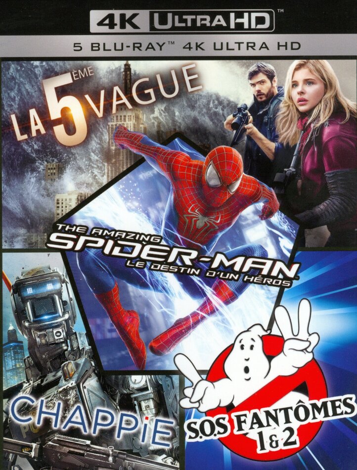 La 5ème vague / Chappie / S.O.S. Fantômes 1 & 2 / The Amazing Spider-Man 2 5 4K Ultra HDs