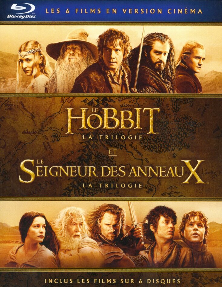 Le Hobbit et Le Seigneur des Anneaux - Les Trilogies Version Cinéma, 6 Blu-ray
