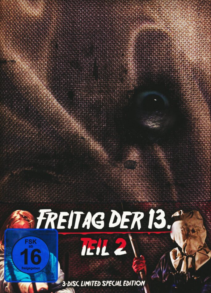 Freitag der 13. - Teil 2 (1981) Wattiert, Limited Special Edition, Mediabook, Blu-ray + 2 DVDs