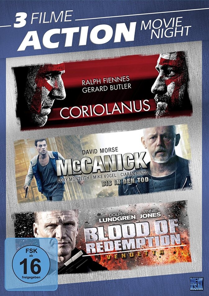 Action Movie Night - Coriolanus / McCanick / BLood of Redemption 3 DVDs