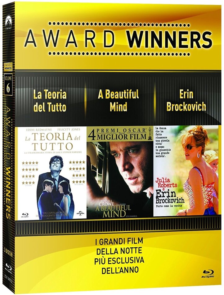 Award Winners - Volume 6 - La teoria del tutto / A Beautiful Mind / Erin Brockovich 3 Blu-rays