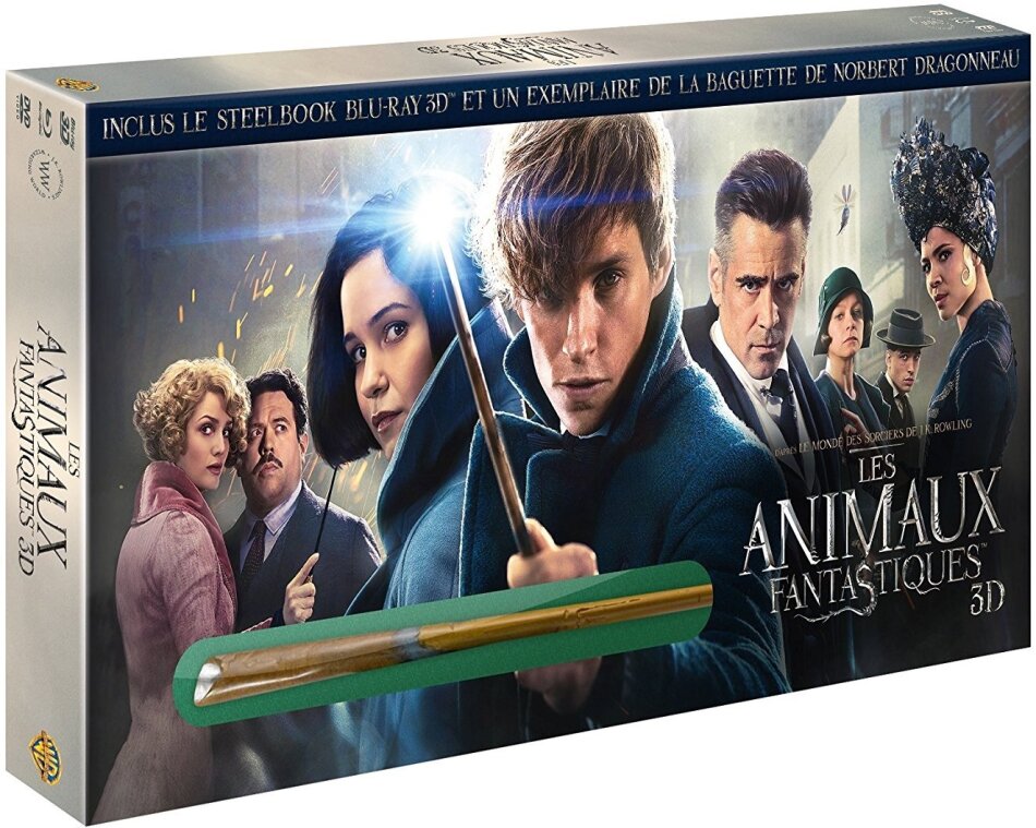 Les animaux fantastiques (2016) inclus Baguette de Norbert Dragonneau, Limited Steelbook, Blu-ray 3D + Blu-ray + DVD