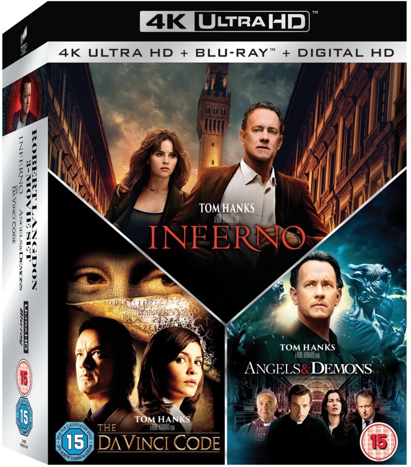Robert Langdon 3-Movie Collection - Inferno / The Da Vinci Code / Angels & Demons 3 4K Ultra HDs + 3 Blu-rays