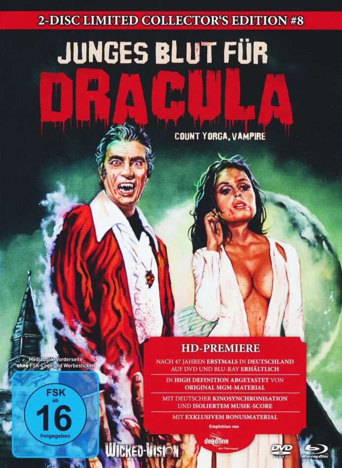 Junges Blut für Dracula - Count Yorga, Vampire (1970) Cover B, Collector's Edition, Limited Edition, Mediabook, Uncut, Blu-ray + DVD