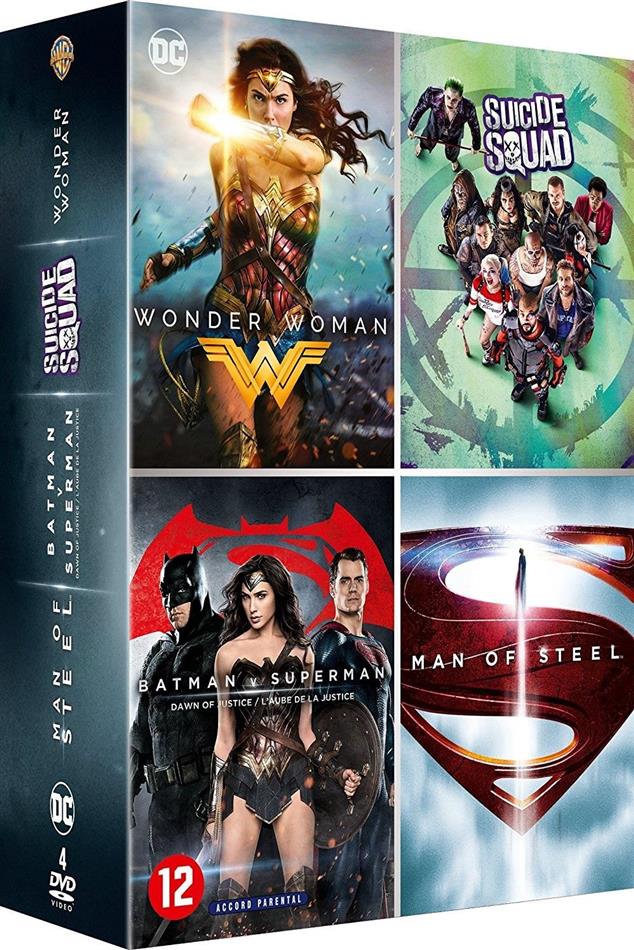 Wonder Woman / Suicide Squad / Batman v Superman : L'aube de la justice / Man of Steel Coffret, 4 DVD