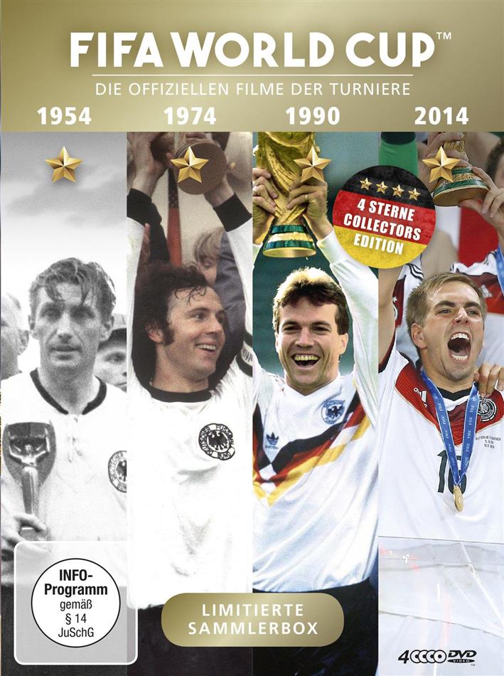 FIFA World Cup - Die offiziellen Filme der Turniere 1954 / 1974 / 1990 / 2014 Limited Edition, 4 DVDs
