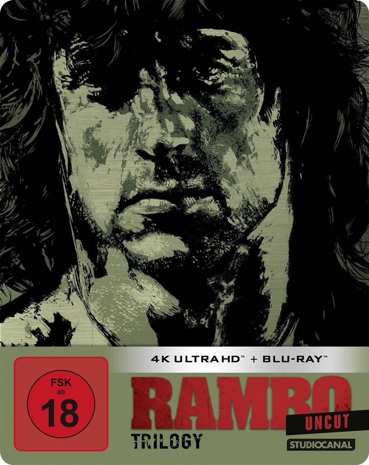 Rambo Trilogy Limited Edition, Steelbook, Uncut, 3 4K Ultra HDs + 3 Blu-rays