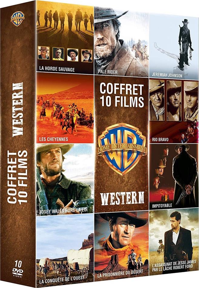 Coffret 10 Films Western - La horde sauvage / Pale Rider / Impitoyable / Rio Bravo / Les Cheyennes / Josey Wales - Hors la loi / La Conquête de l’Ouest / La prisonnière du désert / L’assassinat de Jesse James par le lâche Robert Ford / Jeremiah Johnson 10 DVD