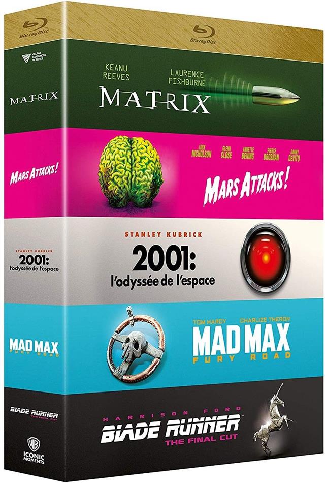 Matrix / Mars Attacks / 2001: L'odyssée de l'espace / Mad Max - Fury Road / Blade Runner Iconic Moments Collection, 5 Blu-ray