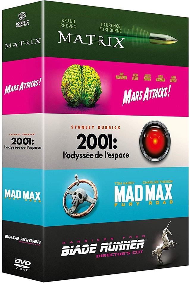Matrix / Mars Attacks / 2001: L'odyssée de l'espace / Mad Max - Fury Road / Blade Runner Iconic Moments Collection, 5 DVDs