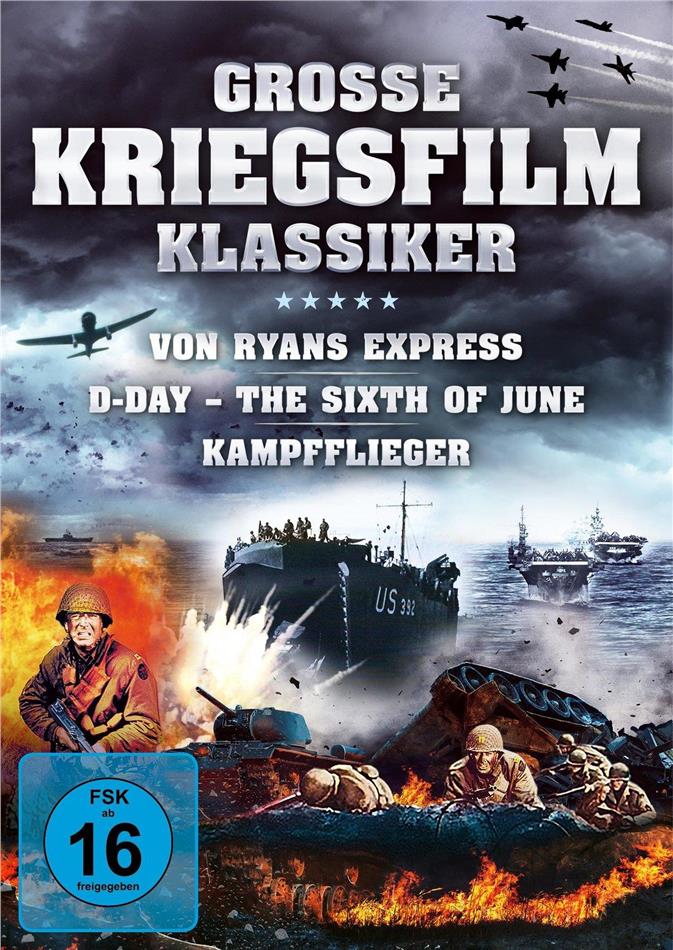 Grosse Kriegsfilm-Klassiker - Von Ryans Express / D-Day – The Sixth of June / Kampfflieger 3 DVDs
