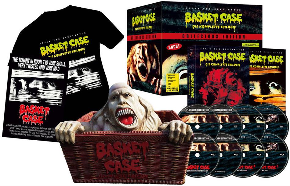 Basket Case 1-3 - Die komplette Trilogie Complete Edition, mit Figur, Limited Collector's Edition, Mediabook, Uncut, 4 Blu-rays + 4 DVDs