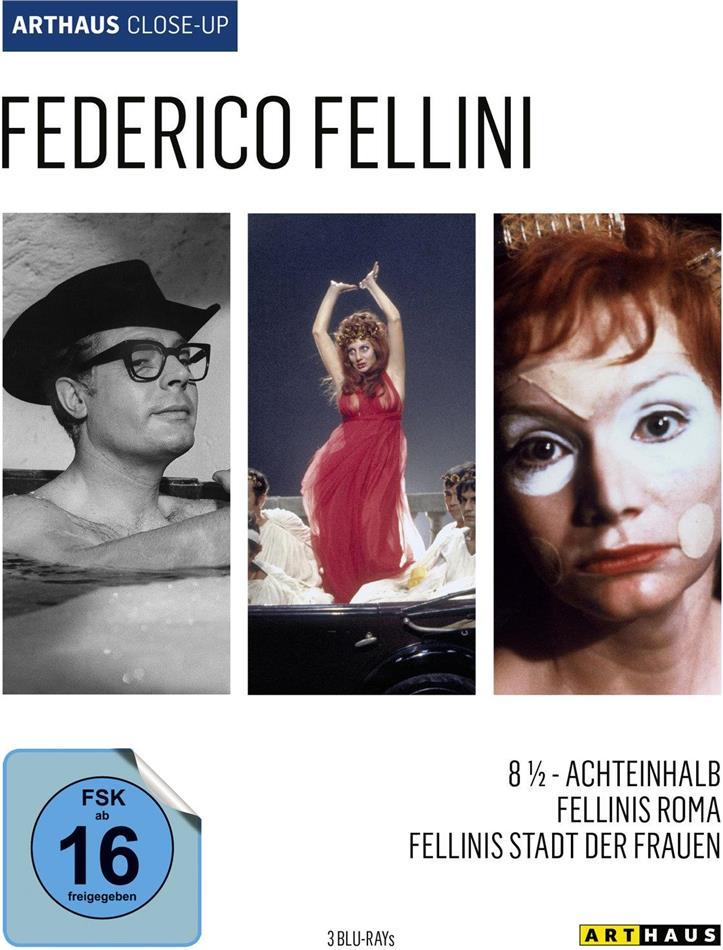 Federico Fellini - 8 1/2 - Achteinhalb / Fellinis Roma / Fellinis Stadt der Frauen Arthaus Close-Up, 3 Blu-rays