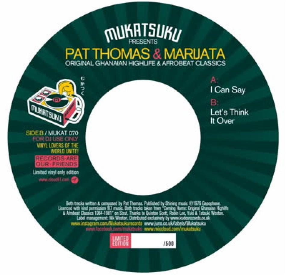 Pat Thomas & Marijata - I Can Say / Let's Think It Over 7" Single