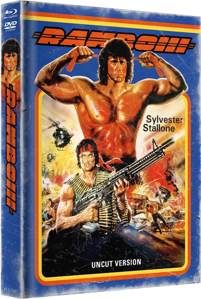 Rambo 3 (1988) Cover B, Limited Edition, Mediabook, Restaurierte Fassung, Uncut, Blu-ray + DVD