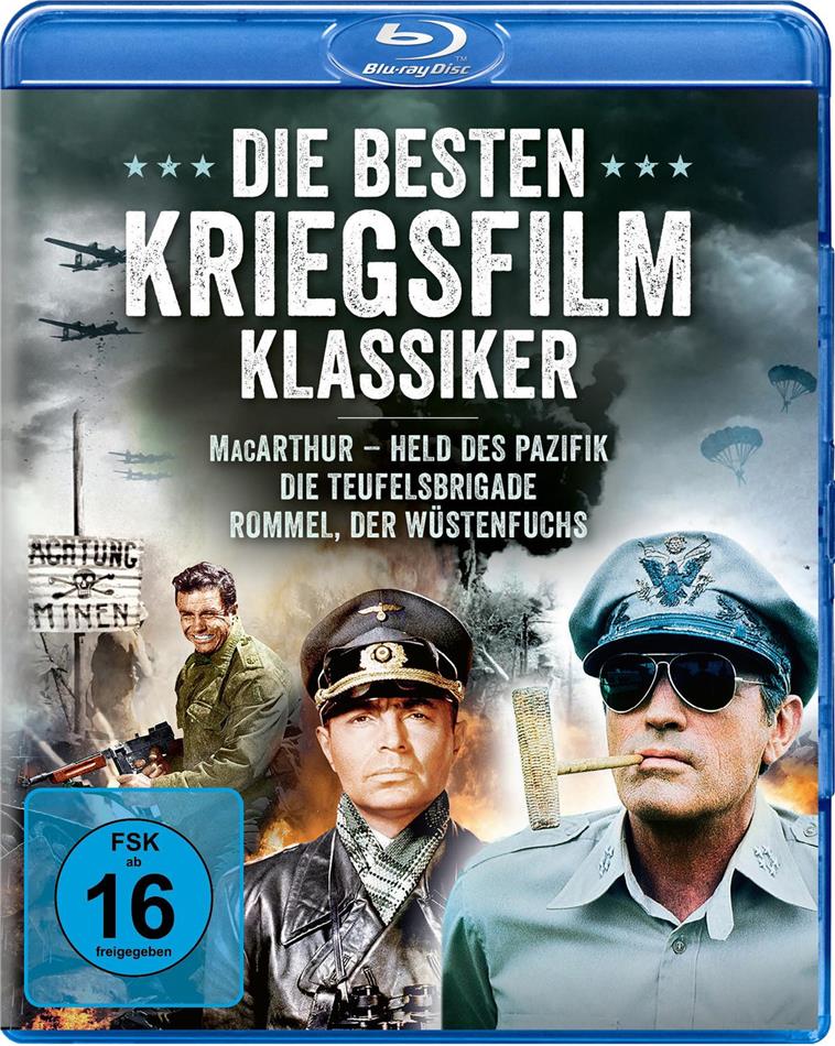Die besten Kriegsfilm Klassiker - MacArthur - Held des Pazifik / Die Teufelsbrigade / Rommel, der Wüstenfuchs 3 Blu-rays