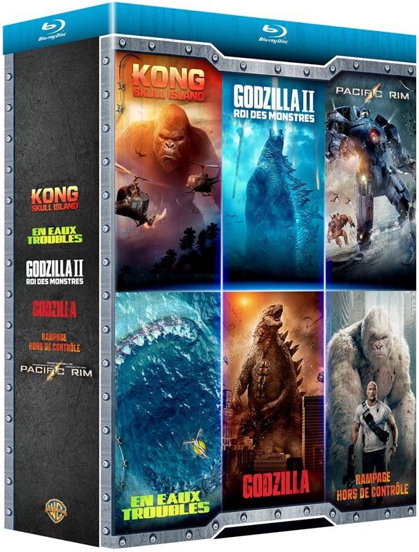 Kong : Skull Island / En eaux troubles / Godzilla 2 - Roi des monstres / Godzilla / Rampage - Hors de contrôle / Pacific Rim 6 Blu-ray