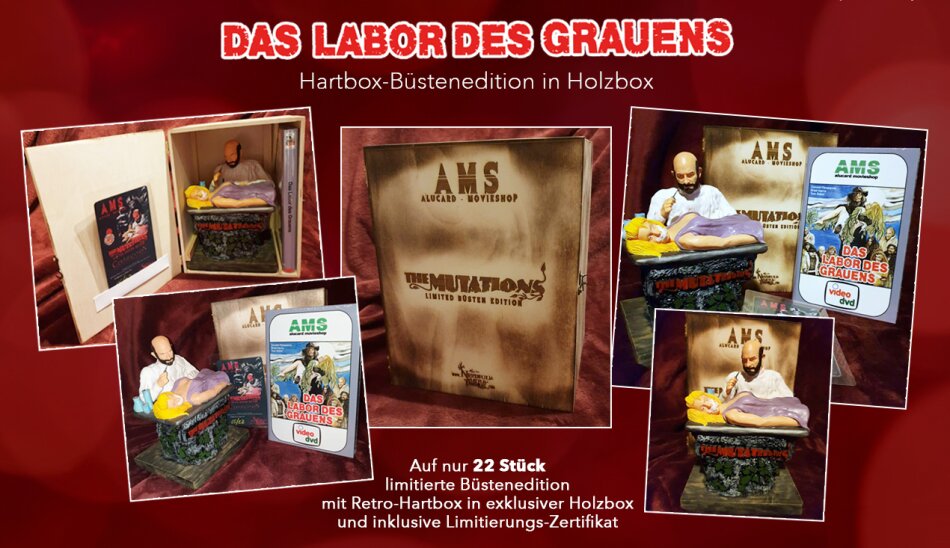 Das Labor des Grauens (1974) Grosse Hartbox, + Büste, Édition Limitée, Édition Spéciale, Wooden Box
