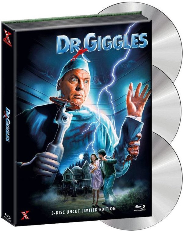 Dr. Giggles (1992) Wattiert, Limited Collector's Edition, Mediabook, Uncut, Blu-ray + DVD + CD