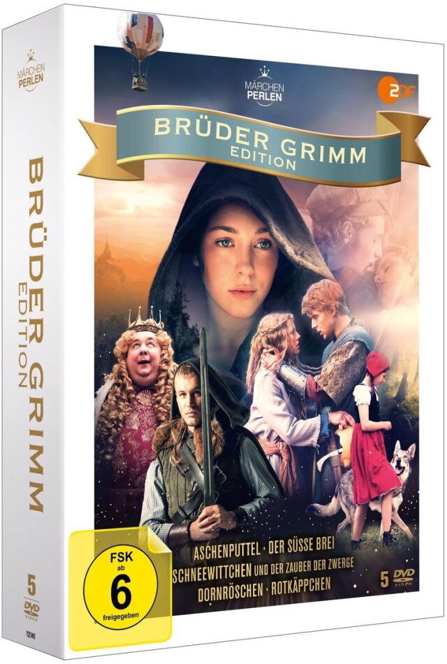 Brüder Grimm Edition - Aschenputtel / Der süsse Brei / Schneewittchen und der zauber der Zwerge / Dornröschen / Rotkäppchen Märchenperlen, 5 DVDs