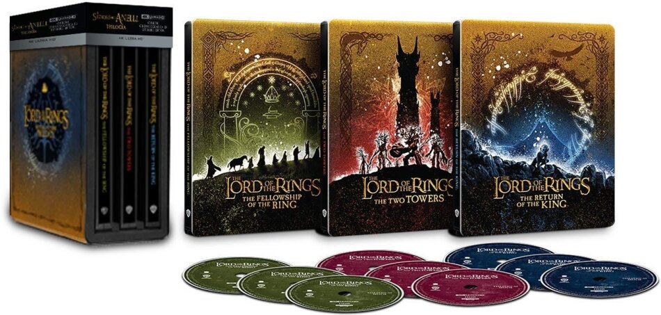 Il Signore degli Anelli 1-3: Trilogia - The Lord of the Rings 1-3: The Motion Picture Trilogy Extended Edition, Kinoversion, Limited Edition, Steelbook, 9 4K Ultra HDs