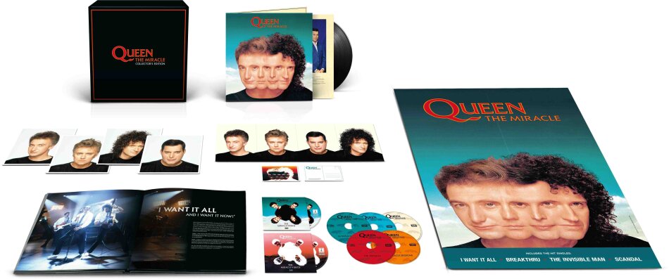 Queen - The Miracle - incl. Face It Alone 2022 Reissue, Collectors Edition, Limited Edition, LP + 5 CDs + Blu-ray + DVD