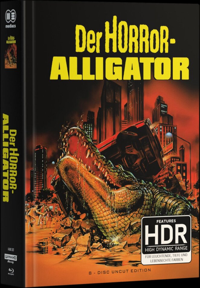 Der Horror-Alligator 1 & 2 Cover B, Wattiert, + Goodies, Limited Edition, Mediabook, Uncut, 4K Ultra HD + 4 Blu-rays + 3 DVDs