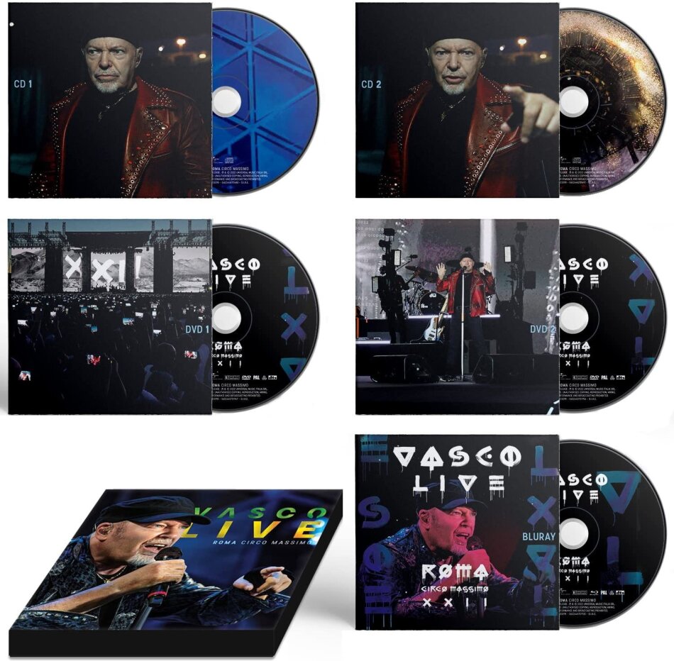 Vasco Rossi - Vasco Live Roma Circo Massimo Boxset, 2 CDs + 2 DVDs + Blu-ray