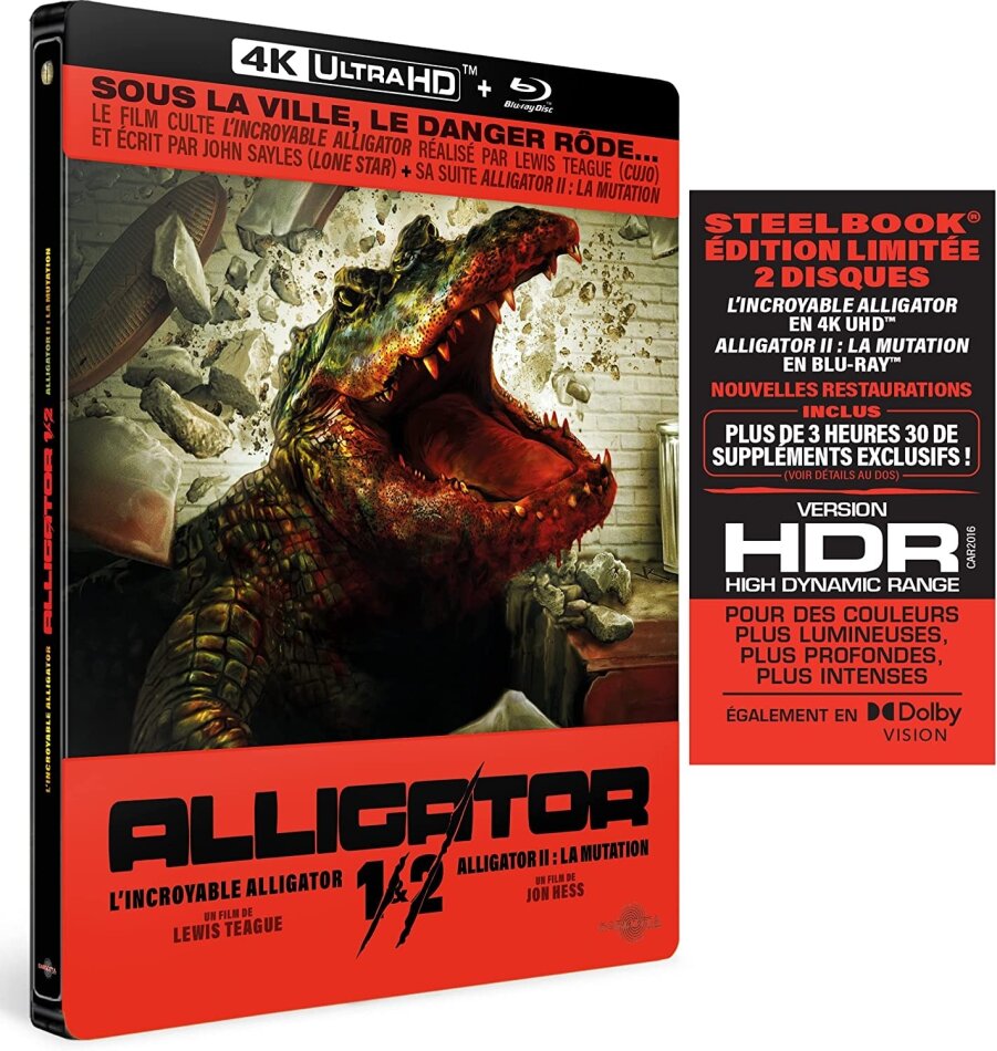 Alligator 1 & 2 - L'incroyable Alligator (1980) / Alligator 2 : La Mutation (1991) Limited Edition, Steelbook, 4K Ultra HD + Blu-ray