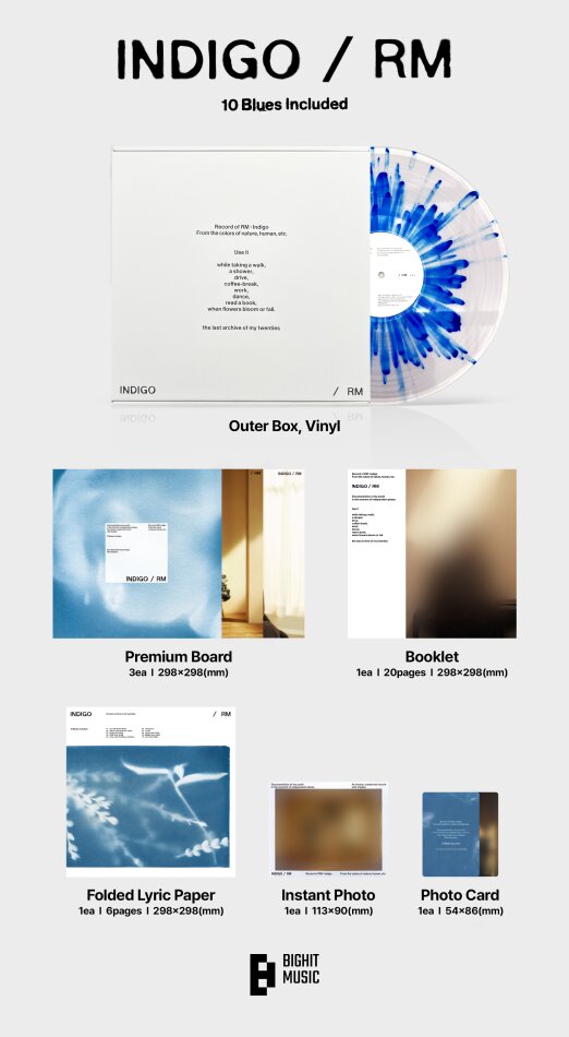 RM (BTS) (K-Pop) - Indigo Clear with Blue splatter, LP