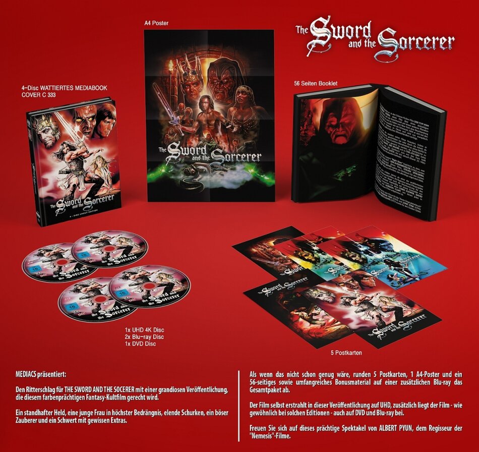 The Sword and the Sorcerer (1982) Wattiert, Cover C, Limited Edition, Mediabook, 4K Ultra HD + 2 Blu-rays + DVD