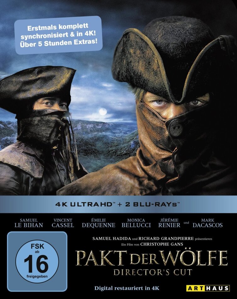 Pakt der Wölfe (2001) Arthaus, Director's Cut, Limited Edition, Restaurierte Fassung, Steelbook, 4K Ultra HD + 2 Blu-rays