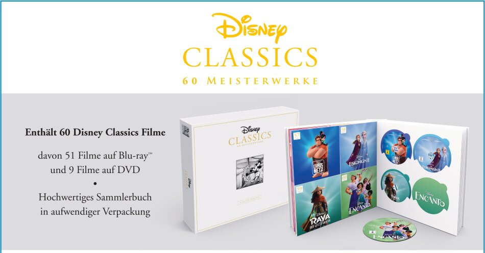 Disney Classics - 60 Meisterwerke - Die komplette Sammlung Limited Edition, 51 Blu-rays + 9 DVDs